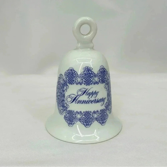 House of Goebel Porcelain Bell White Blue - Picture 1 of 5